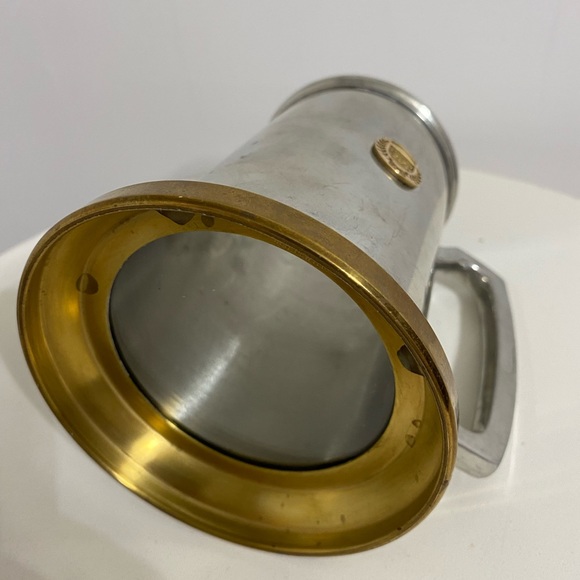 Yale Vintage Pewter & Brass Stein/ Mug with Glass - Picture 4 of 9